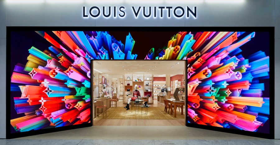 painel de LED loja Louis Vuitton