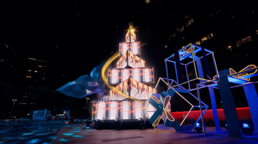 árvore de Natal tecnológica painéis de LED