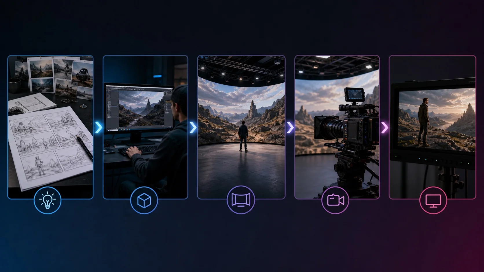 Fluxo da produção virtual do planejamento à imagem captada